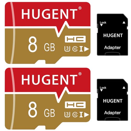 Paquete de 2 tarjetas SD de 8 GB con adaptador, tarjeta micro SD de alta velocidad, tarjeta de memoria UHS-I C10 A1 para drone/tableta/teléfono móvil/cámara/audio de coche/consola de juegos (8 GB)