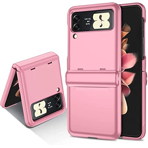LEIAU z flip 3 case with Hinge, Galaxy z flip 3 Case with Hinge Protection,flip z 3 case Ultra Thin Lightweight Shockproof Anti-Drop Semi-Auto Hinge Protective Case (Pink) Cover