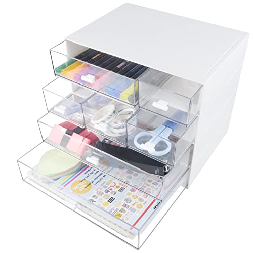 Desk Organizer, Bathroom Office Desktop Countertop Vanity Organizer With Drawer, Stackable Office Accessories Makeup Cosmetic Skincare Box Storage Organization Caddy For Bathroom Home (3Tier) #TOP5
