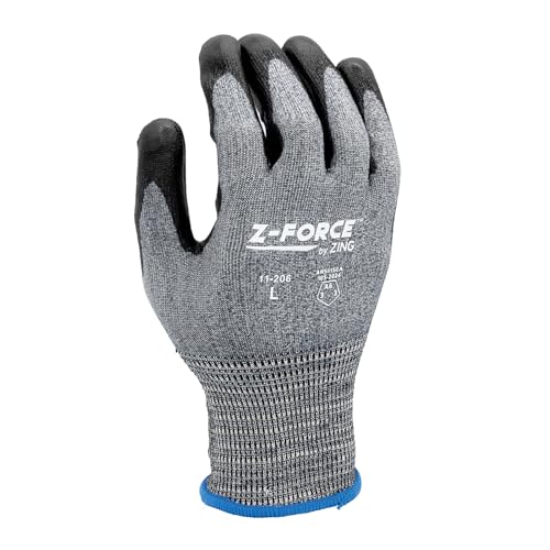 Z-Force Cut Glove, 18 Gauge ANSI A6 Dark Grey Bio-based fiber/HPPE shell, Nitrile palm coating, Touchscreen
