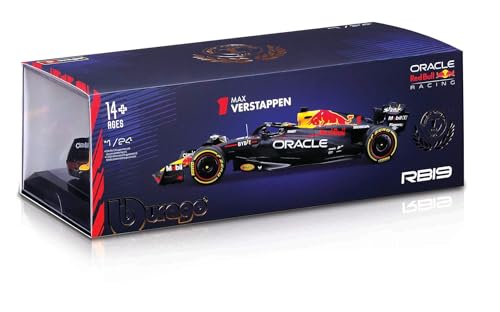 Bburago 1:24 Scale 2023 Formula Racing Oracle RB19 (2023) Diecast Vehicle with Helmet, Verstappen #1 by Bburago - Image 3