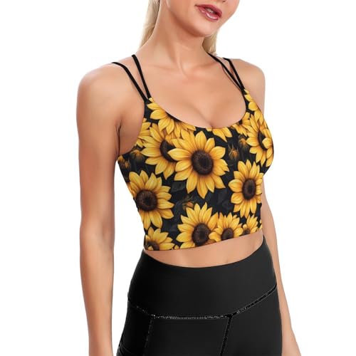Soutien-gorge de sport camisole à imprimé tournesol pour le yoga et le fitness