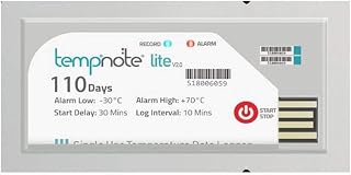 Single Use Temperature Data Logger (Range: -22°F to 158°F) for Vaccine Box, Pharma, Food Industry, Chemicals, Hatchery Model: Tempnote Lite V2.0 (Pack of 4)