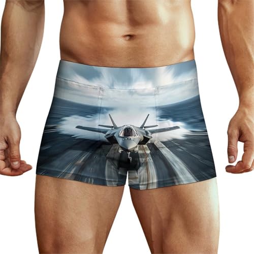 F-35 Fighter Jet U.S Air Force Mens Boxer Briefs Breathable Underwear Waist Underpants Shorts Trunks