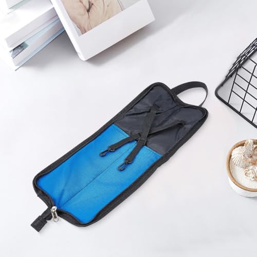 Image of GORGECRAFT Drum Stick Bag Portable Drumstick Zipper Bag with Handle 47cmx20cm Drum Stick Holder with Floor Tom Attachments Blue Carrying Handbag for Percussion Drumstick Mallets Brushes Storage