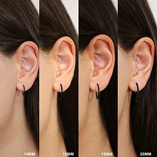 Image of 316L Surgical Steel Hoop Earrings, 6-20mm Huggie Hypoallergenic, Small Sleeper Mens Cartilage Earrings for Women 20G 18G