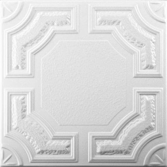 Faux Decorative Ceiling Tile 20x20" Caracas White Foam Decorative