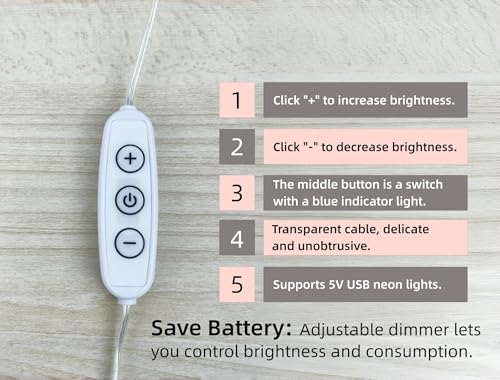 Image of Battery Pack for 5V Neon Signs with Dimmer, Portable Power Supply with Adjustable Brightness to Extend Battery Life, Convert Plug-in to Battery-Operated