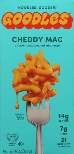 Goodles Cheddy Mac Creamy Cheddar & Macaroni Pasta-Nutrient Packed with Real Cheese, Fiber, Protein,Prebiotics,Plants & Vegetables | Non-GMO,Organic Ingredients [Cheddy Mac, 6 oz.] (Pack of 4) image 4