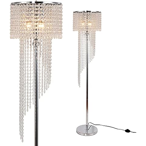 beaysyty Modern Style Crystals Floor Lamp Chrome Finish and Plentiful Crystals for Reading Corner Lamp for Office Cafe,Den,Living Room Bedroom - 3 Lights Cover