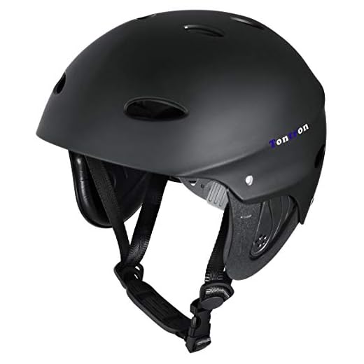 Tontron Classic Wakeboard Kajak Kite Surf Wassersporthelm (Schwarz, M(53-59cm))
