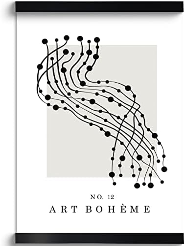 FRAMED Abstract Wall Art for Living Room - Black and White Wall Art, Abstract Wall Art on Canvas with Modern Magnetic Frames - Stylish Abstract Art for Contemporary and Boho Wall Decor, 20''x27'' Wall Art