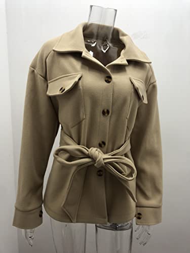 BDCUYAHSKL herfst en winter, casual, modieus, dames, revers design, eenkleurig, met veters, eenvoudige knoopsluiting… - Image 5
