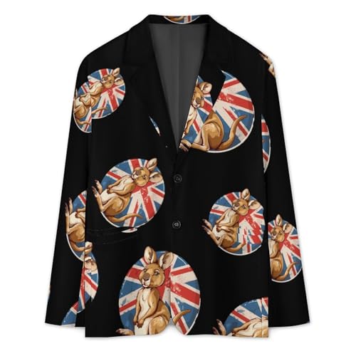 Australia British Flag Kangaroo Mens Blazer Two Button Sport Coat Lightweight Suit Jacket for Travel Business Wedding3