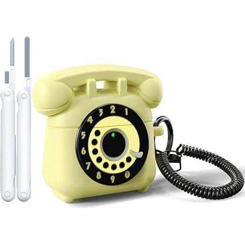 KOREDA Compatible with AirPods 4 Case Cover 2024, Cute Funny Telephone Design for Airpods 4th Generation Case with Cleaner Kit & Lanyard, Soft Silicone Shockproof Protective Case for AirPods 4 Gen Cover