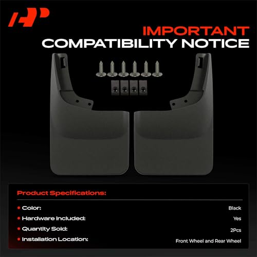 Image of A-Premium Mud Flaps Compatible with Ford F-150 2021 2022 2023 2024 Pickup, No Drilling Required Mud Guards with Hardware Accessories, Set of 2 Rear Side