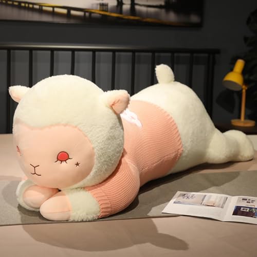 可愛いひつじ抱き枕 ふわふわ羊ぬいぐるみ 大きい羊動物ぬいぐるみ 大きいクッション (110cm, ホワイト)