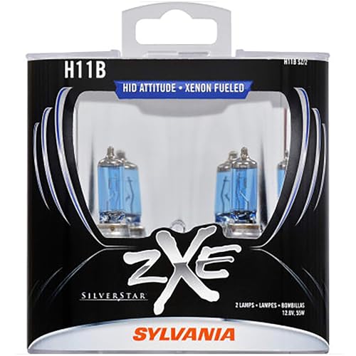 SYLVANIA - H11B (64241) SilverStar zXe High Performance Halogen Headlight Bulb - Bright White Light Output, HID Attitude, Xenon Fueled Technology (Contains 2 Bulbs)