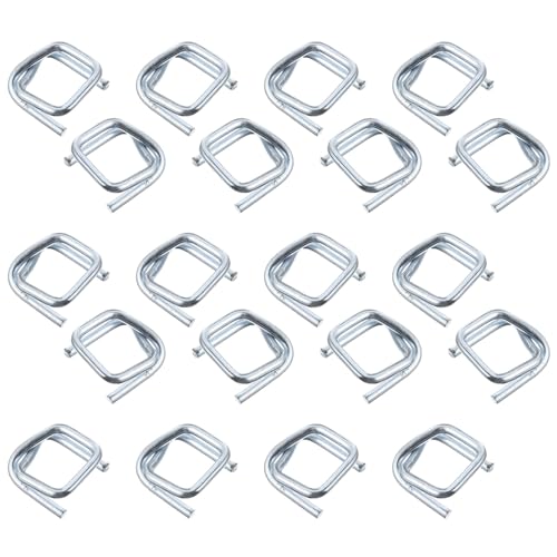 Boucle de fixation carrée en métal galvanisé 19 mm argenté pour sangles et palettes, 40 pièces