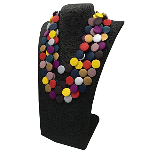 Jhwzaiy Statement Multicolor Wood Bead Chunky Layered Necklace For Women Multi Layer Color Wooden Beaded Bib Necklace For Women Long Strand African Necklace For Women Fashion Jewelry Costume thumb #4