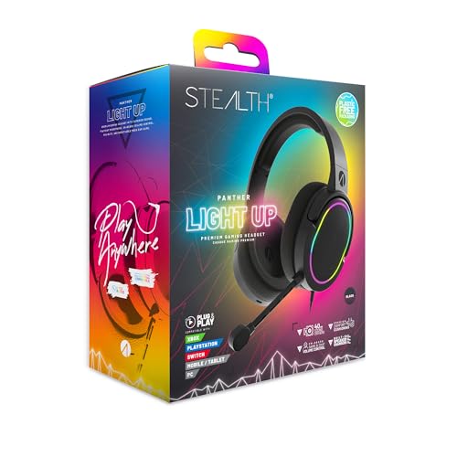 AURICULARES GAMING PREMIUM STEALTH PANTHER LED - COMPATIBLES CON XBOX, PS4/PS5, SWITCH, PC
 Auriculares Gaming Premium Stealth Panther LED - Compatibles con Xbox, PS4/PS5, Switch, PC