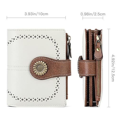 Image of SENDEFN Small Womens Wallet Leather Bifold Card Holder RFID Blocking with Zipper Coin Pocket