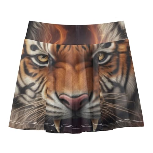 Toddler Tennis Skirts Fierce Tiger Glowing Print Fire Girls Skorts Athletic Shorts Cool Pink School 4t2