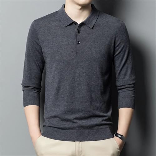 Men's Solid Business Casual Woolen Sweater Thin Sweater Lapel Long Sleeve Knitted Sweaters4