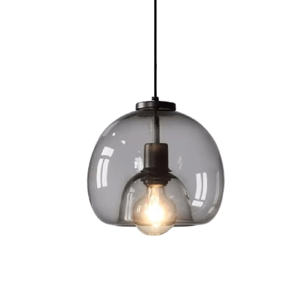 HXYSXHJUO Nordic Industrial Glass Pendant Light - E27 Single Head Chandelier for Bedroom, Restaurant, and Bar
