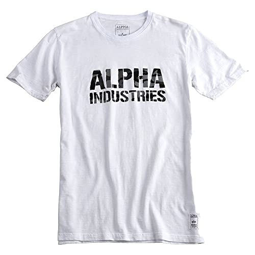 ALPHA INDUSTRIES Camo Print T Camiseta, Blanco (White-09), XXL para Hombre