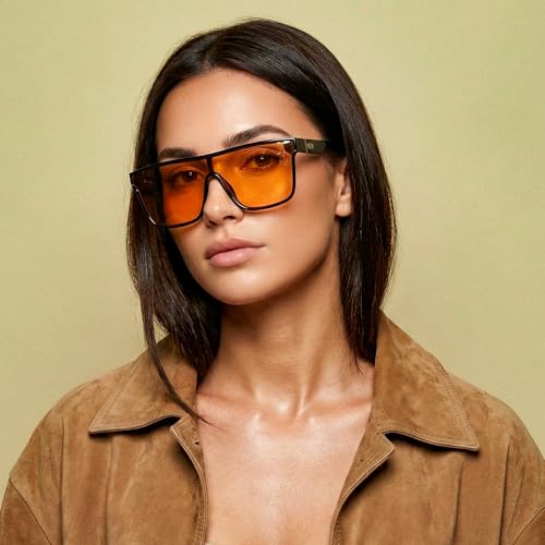 Image of FEISEDY Sunglasses for Women Men, Fashion Mirrored Single Lens Shades