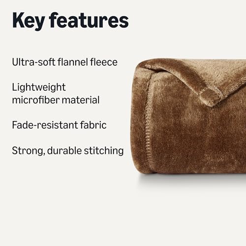 Image of Amazon Basics Soft Fleece Throw Blanket, Very Cozy Lightweight Blanket for Couch & Sofa, Warm, 50 x 60 Inches, Brown (Pack of 2)