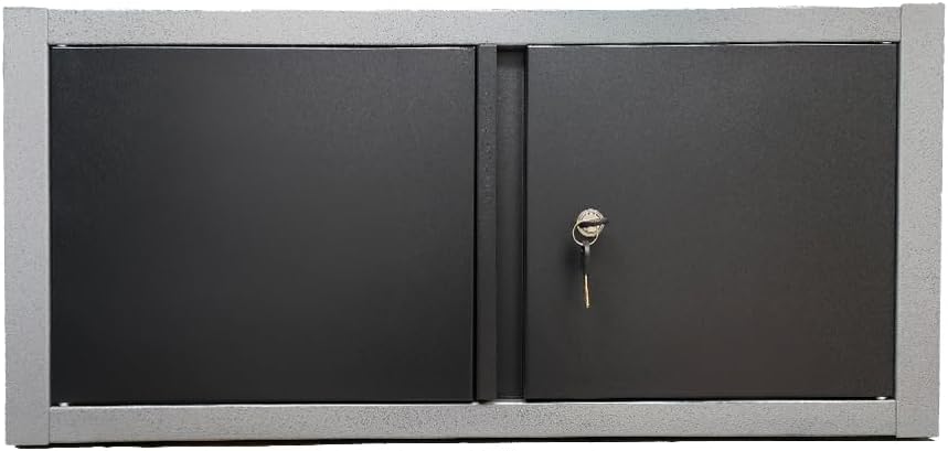 JZD Hanging Cabinet with Double Doors,Wall Mounted Lockable Overhead Storage Cabinet for Kitchen, Laundry, Garage