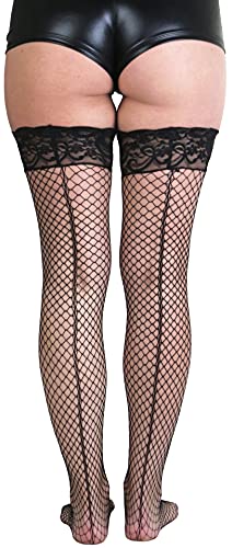 Image of ToBeInStyle Women's Vibrant Large Net Fishnet Thigh High Elastic Nylon Novelty Stockings