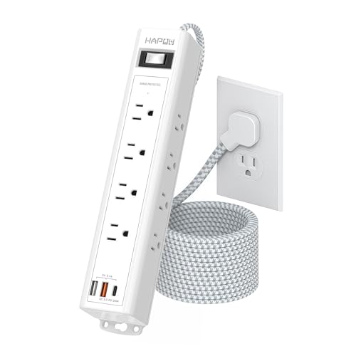 HAPOW Surge Protector Power Strip 5 FT Extension Cord with