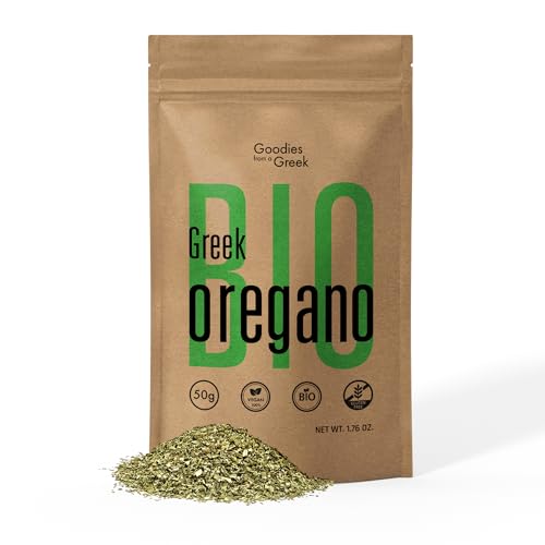 Bio Oregano Blätter Getrocknet - Griechisches Oregano-Kraut & Gewürz | Handgepflückt Sonnengereift | Perfekt für Tee Pizza Hähnchen Taco-Gewürz & Salate - 50gr