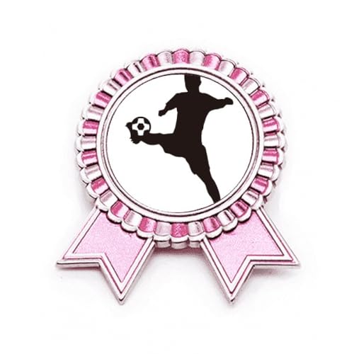 Broche football rose silhouette - Médaille de vainqueur sport en métal