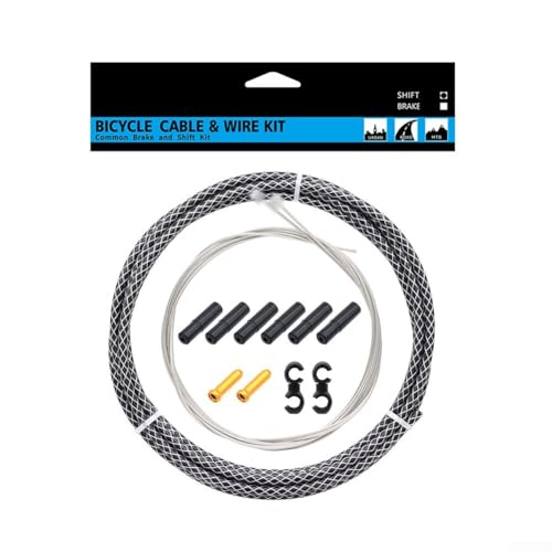Kit completo de cables de freno para ciclistas, ideal para ciclismo de montaña y carretera con control de frenado mejorado (negro)