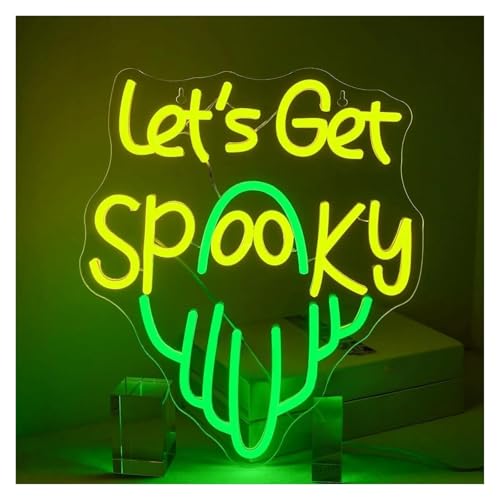 Lampe décoration fantôme néon Let's Get Spooky USB 32x38 cm pour salon et fête d'Halloween