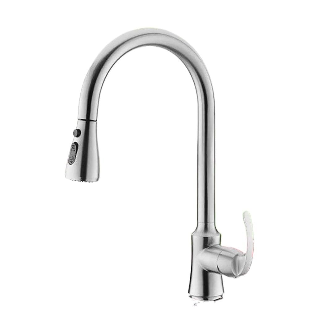 Robinet de cuisine pratique pour évier familial mitigeur inox rotatif 360°