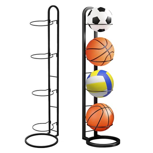 ALKNOT Basketball Aufbewahrungsregal 4 Stufiges, Ballständer, Fußballregal, Mehrschichtiges Integriertes Volleyball-Fußballregal, Basketball- und Fußballregal, Lagerregal für Bälle, Ball aufbewahrung