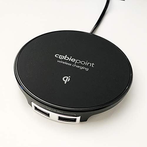 Brandstand | CubiePoint |10W Fast Charge Qi Wireless Charger | 2 USB Ports