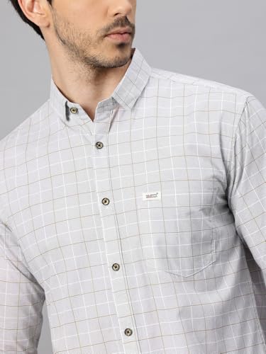 Image of Majestic Man Comfort Slim Fit Pure Cotton Checked Casual Shirt