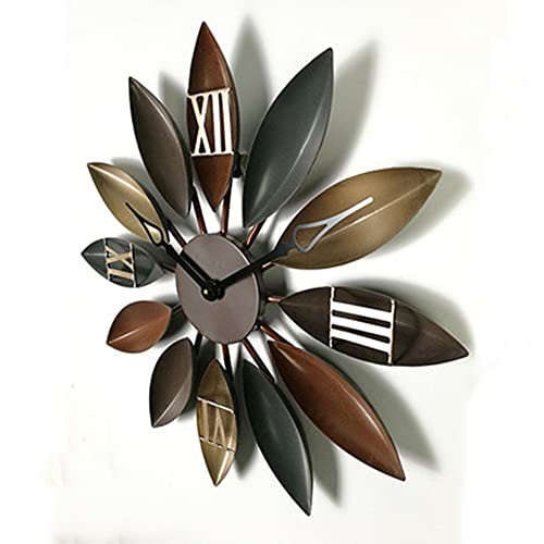 image for WYJF Leaf Shape Wall Clock, Silent Wall Clock for Living Room, Bedroom