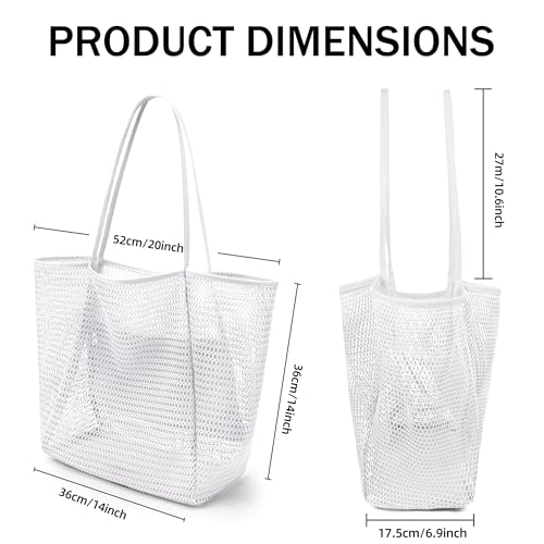 Image of VOROLO Mesh Tote Beach Bag,Women Fairycore Hobo Bag,Shoulder Bag,Soft Summer Casual Crochet Bags