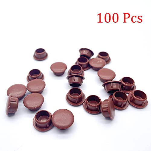 Image of 10mm Brown Round Plastic Flush Type Hole Plugs Furniture Fencing Post Pipe Insert End Caps,for Kitchen Cabinet Furniture Hole(100 Pcs)