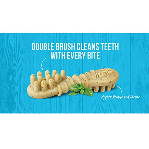 Merrick Fresh Kisses Double-Brush Dental Dog Treats With Mint Breath Strips For Extra Small Dogs - 6 oz Bag with 20 Brushes