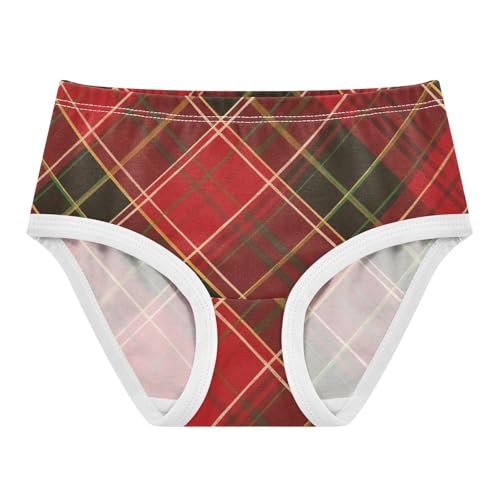 Girls' Cotton Briefs Toddler Cotton Underwear for Toddler Girls Red Black Plaid Pattern Classic Tartan Style