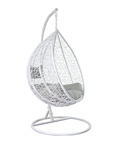 JDS Kart Hammock Swing with Powder Coated Stand for Kids and Adult, Cushion & Hook Outdoor/Indoor/Balcony/Garden/Patio (White Swing, Grey Cushion)