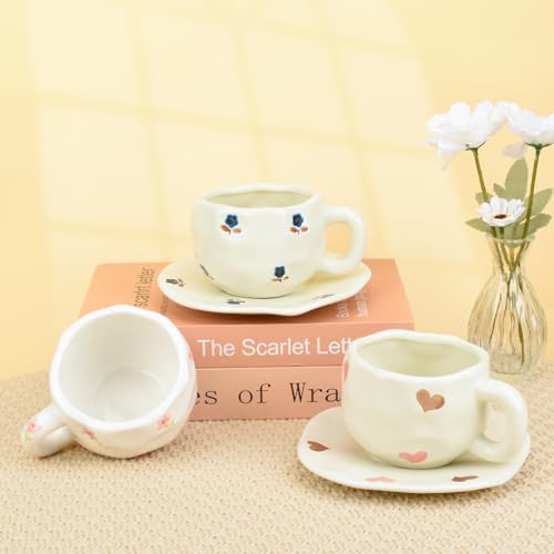 Juego de taza y platillo de cerámica Koythin 10 oz miniatura 5